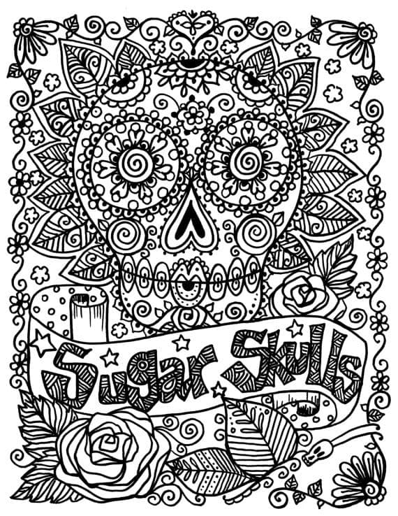 멕시코 설탕 해골 죽음의 날 coloring page