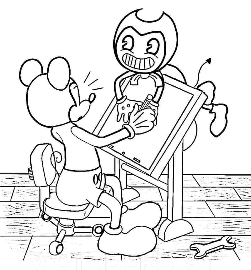 미키마우스와 벤디 coloring page