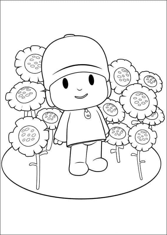 포코요와 꽃 귀여운 coloring page