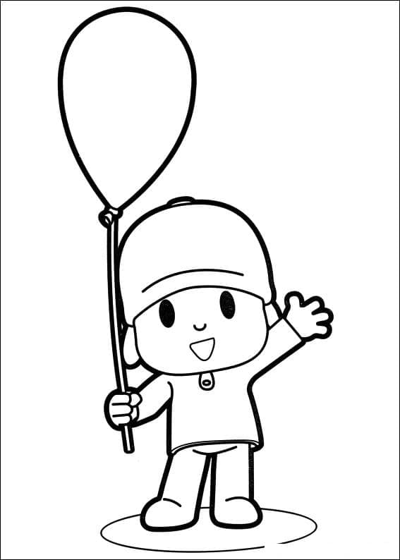 풍선을 들고 있는 포코요 coloring page
