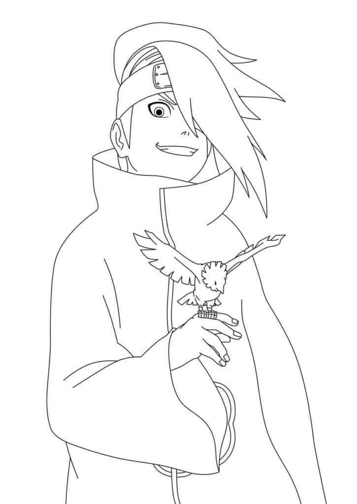 새를 안고 있는 재미있는 데이다라 coloring page