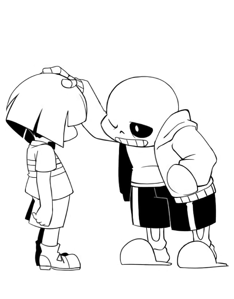 Sans and Frisk in Undertale coloring page