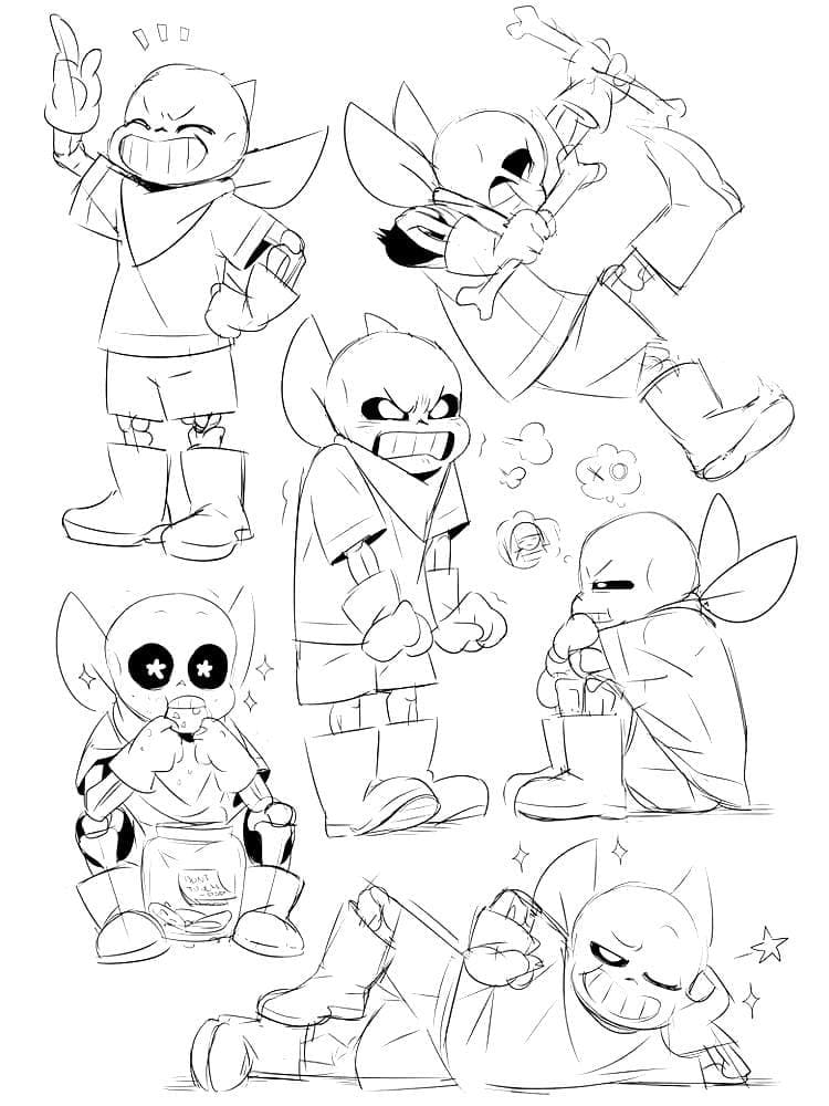 Sans from Game Undertale coloring page