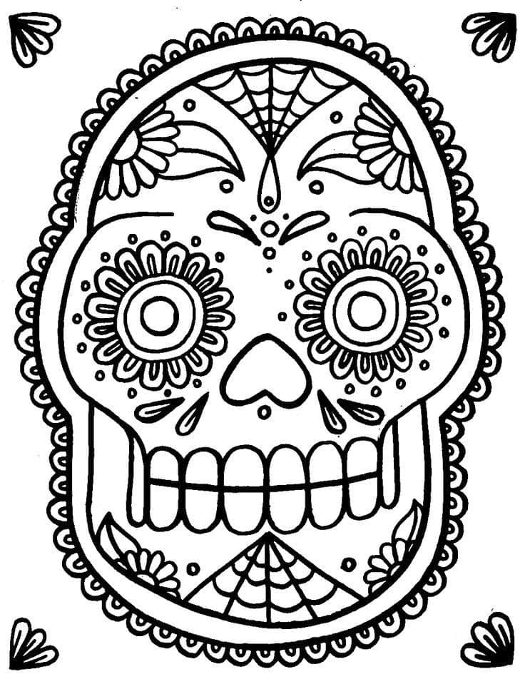 성인을 위한 멕시코 설탕 해골 coloring page