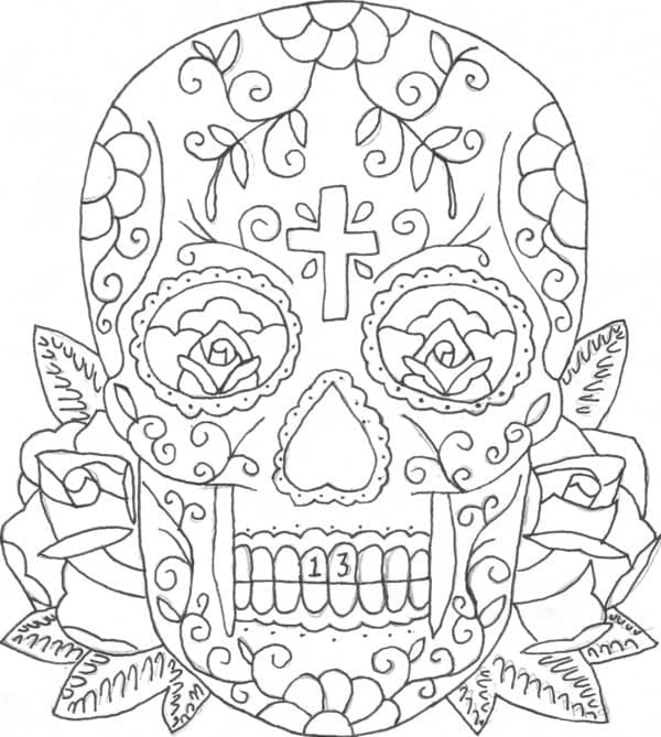 성인용 멕시코 설탕 해골 coloring page