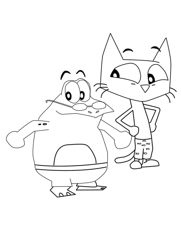 심술난 두꺼비와 고양이 피트 coloring page