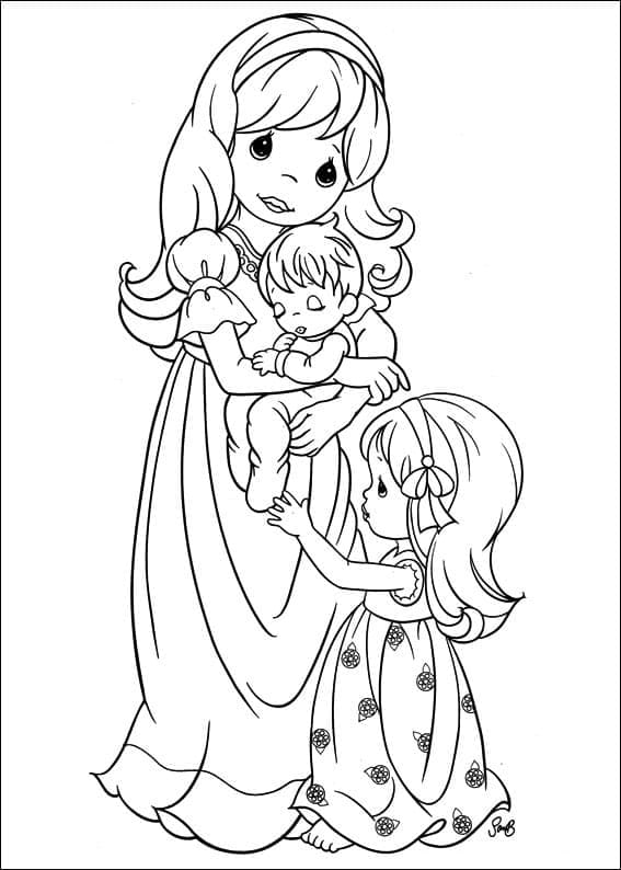 소중한 순간 엄마와 아이들 coloring page