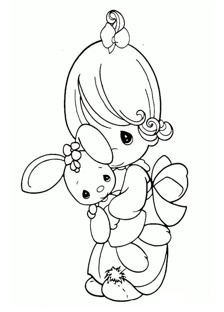 소중한 순간 소녀와 토끼 coloring page