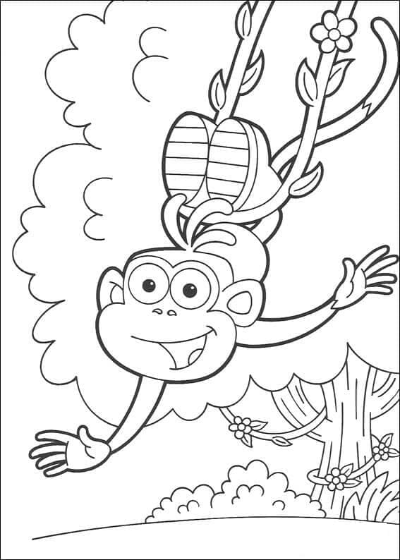 탐험가 도라의 원숭이 부츠를 신으세요 coloring page