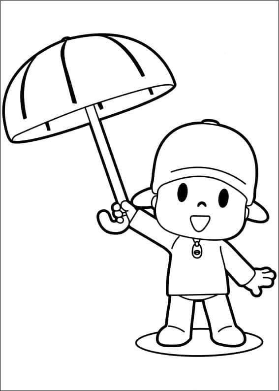 우산을 쓴 포코요 coloring page