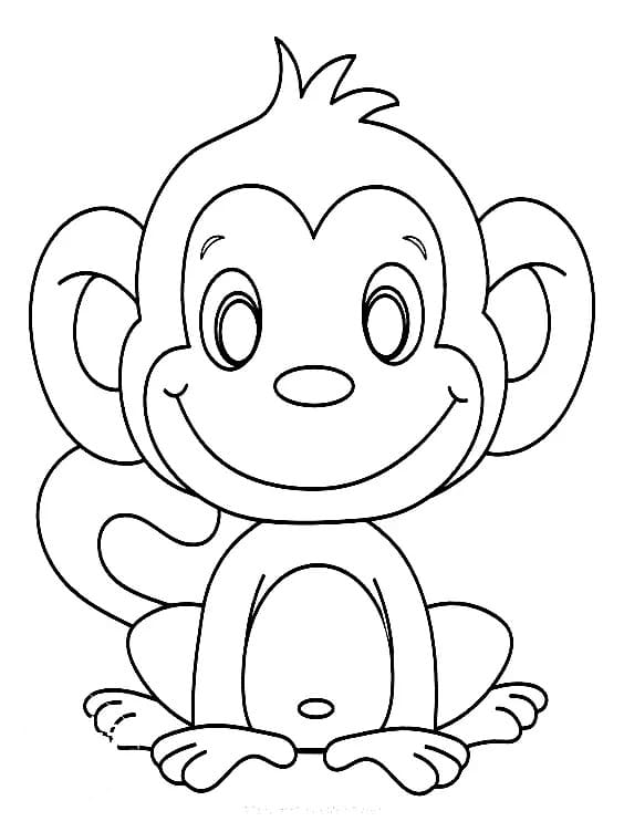 웃는 귀여운 원숭이 coloring page
