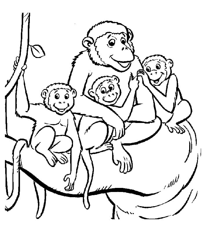 원숭이 가족 coloring page