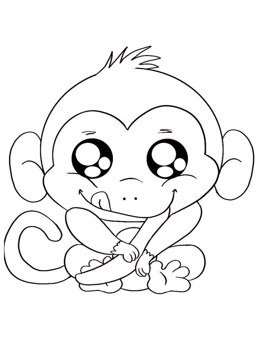 원숭이 가와이 coloring page