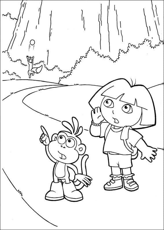 원숭이와 도라를 부츠 coloring page