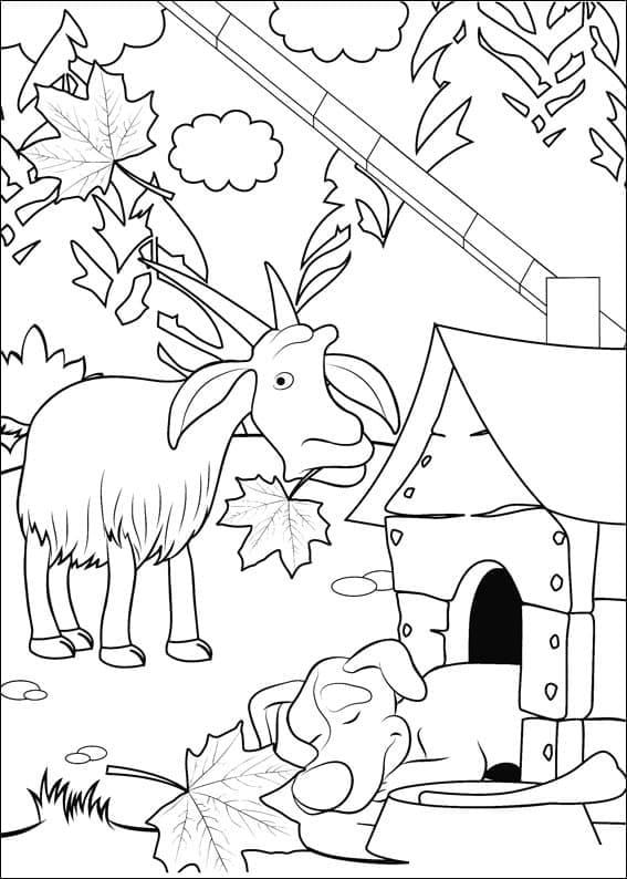 염소와 개 ~에서 마샤와 곰 coloring page