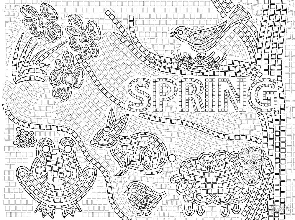 봄 모자이크 coloring page