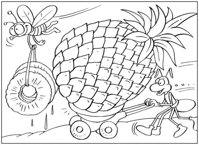 곤충과 파인애플 coloring page