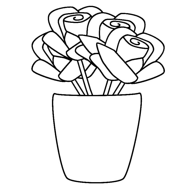 화분에 장미 coloring page