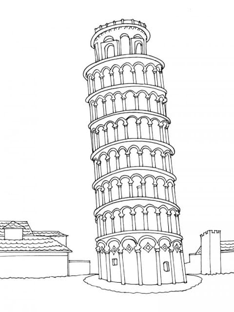 인쇄 가능한 피사의 탑 coloring page
