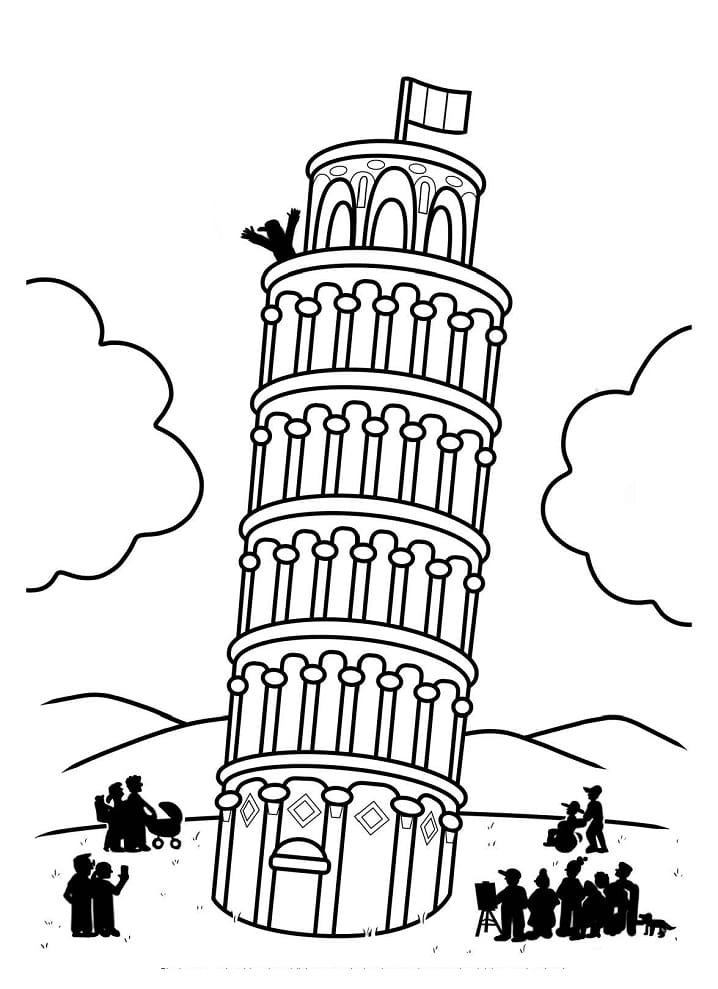 이탈리아 피사의 사탑 coloring page