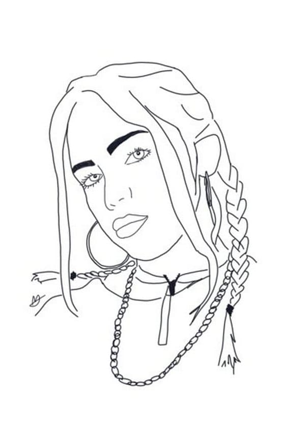 젊은 연예인 빌리 아일리시 coloring page