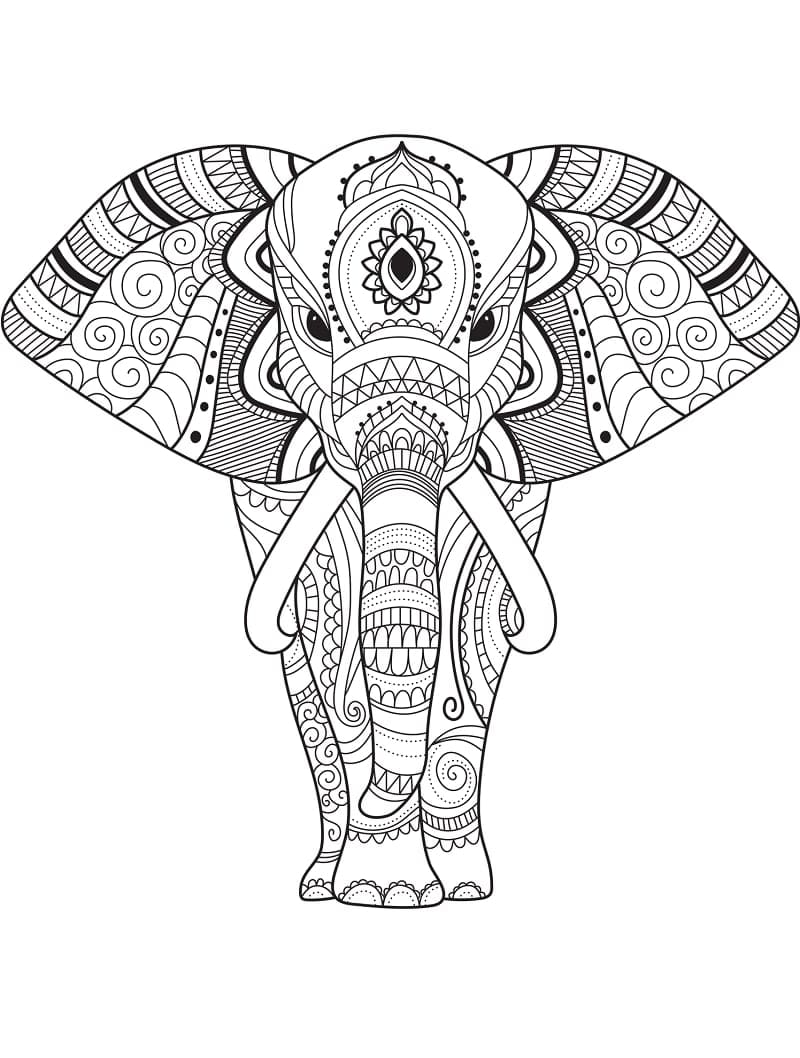 코끼리 젠탱글 coloring page