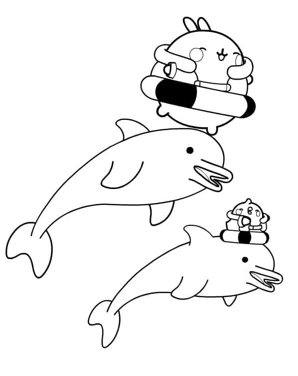 몰랑과 돌고래 coloring page