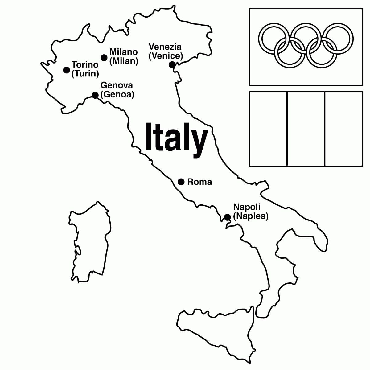 무료로 인쇄 가능한 이탈리아 지도
