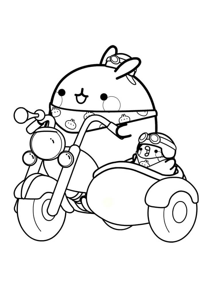 오토바이를 타는 몰랑이 coloring page