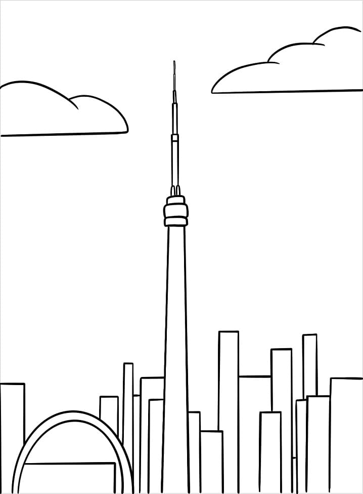 토론토의 CN 타워 coloring page