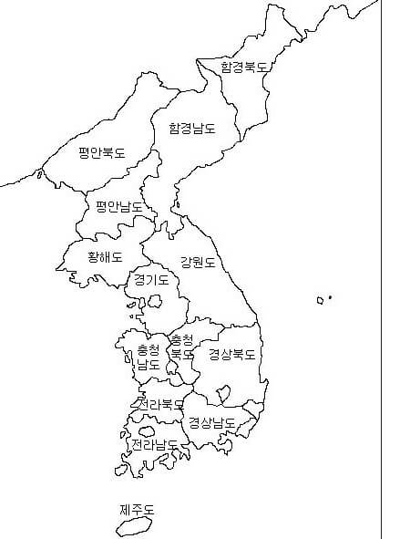 한국의 지도 – 시트 2 coloring page