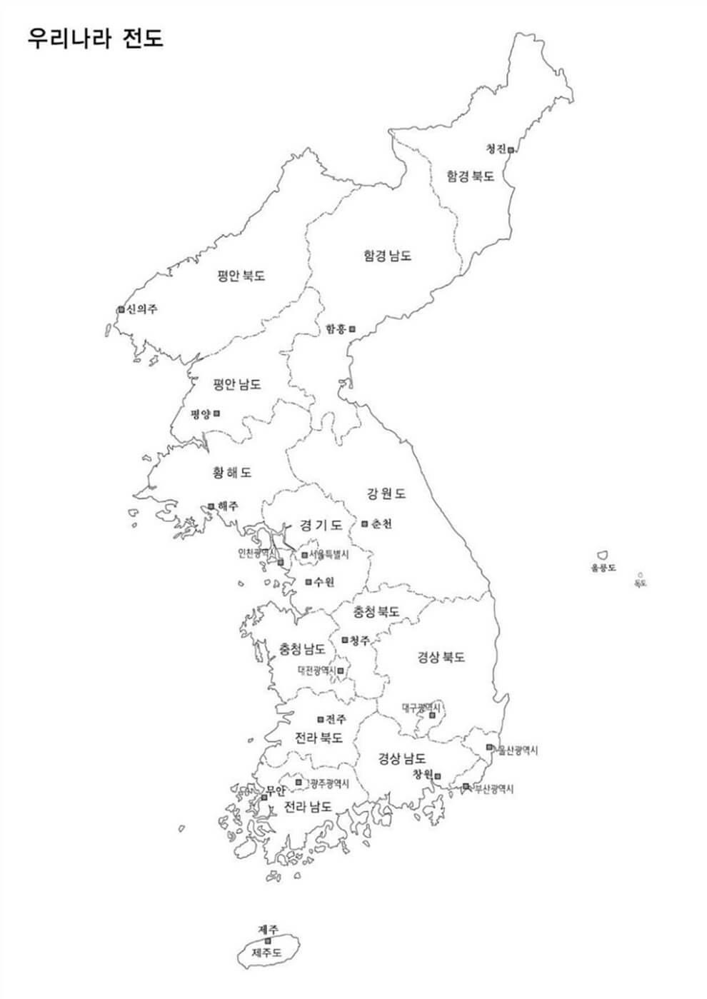 한국의 지도 – 시트 5 coloring page