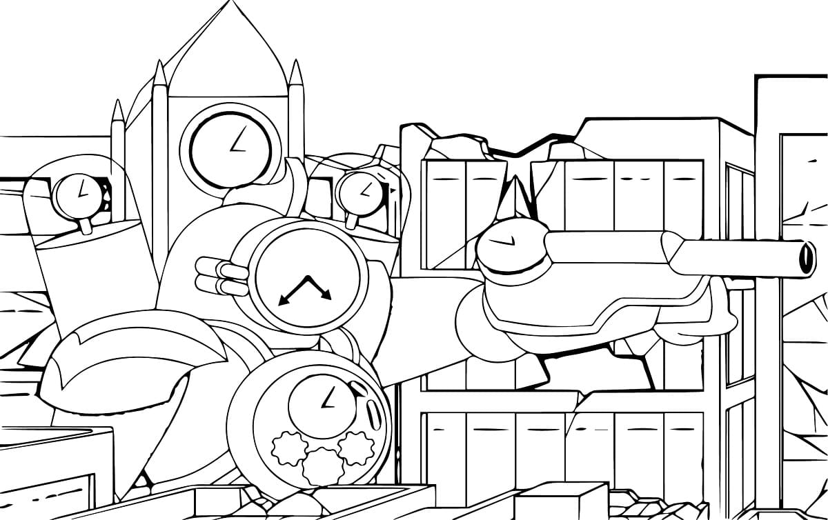 만화 타이탄 시계 남자 coloring page