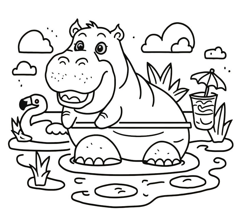 하마와 플라밍고 coloring page