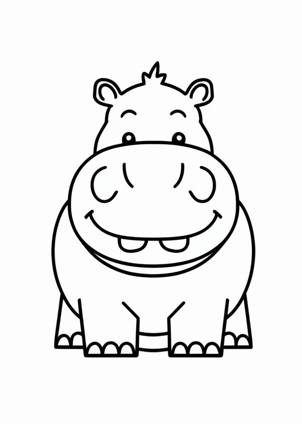 재미있는 하마 개요 coloring page