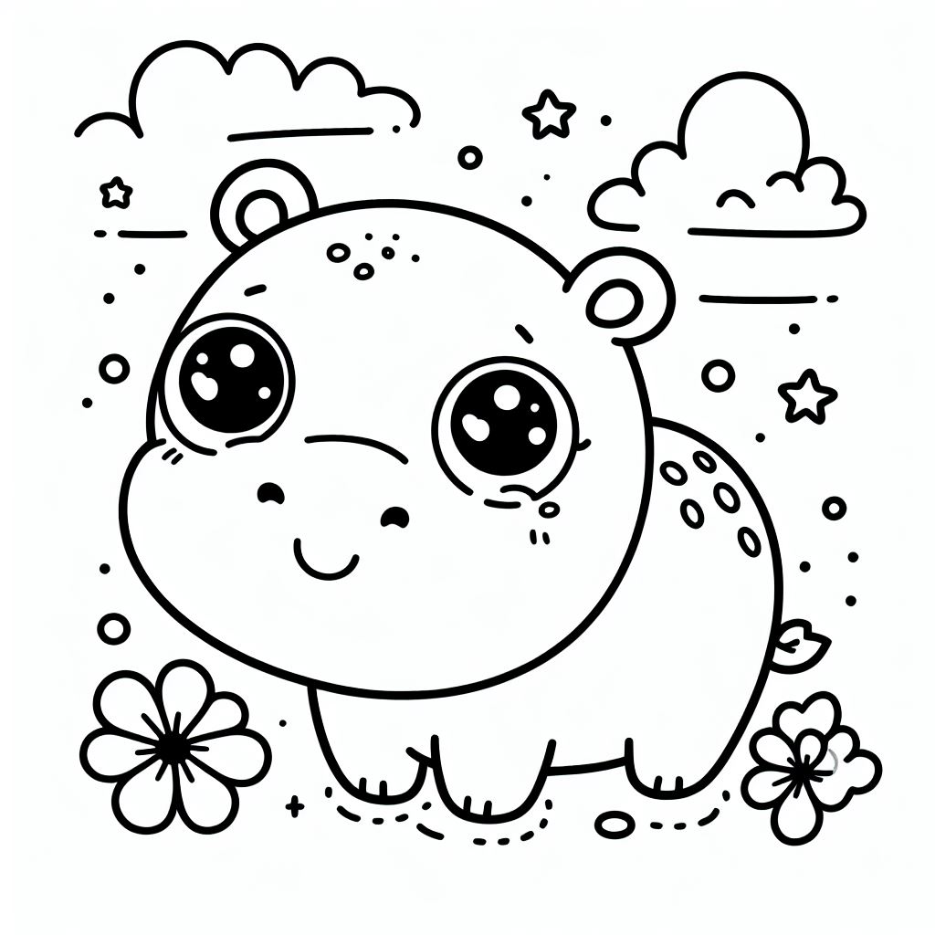 큰 눈 하마 coloring page