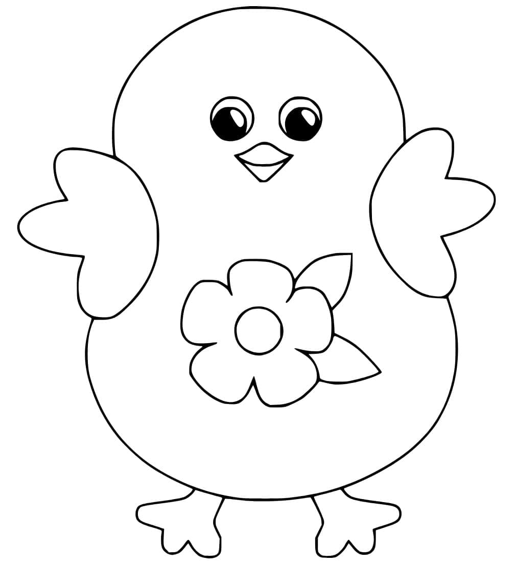 병아리와 꽃 coloring page