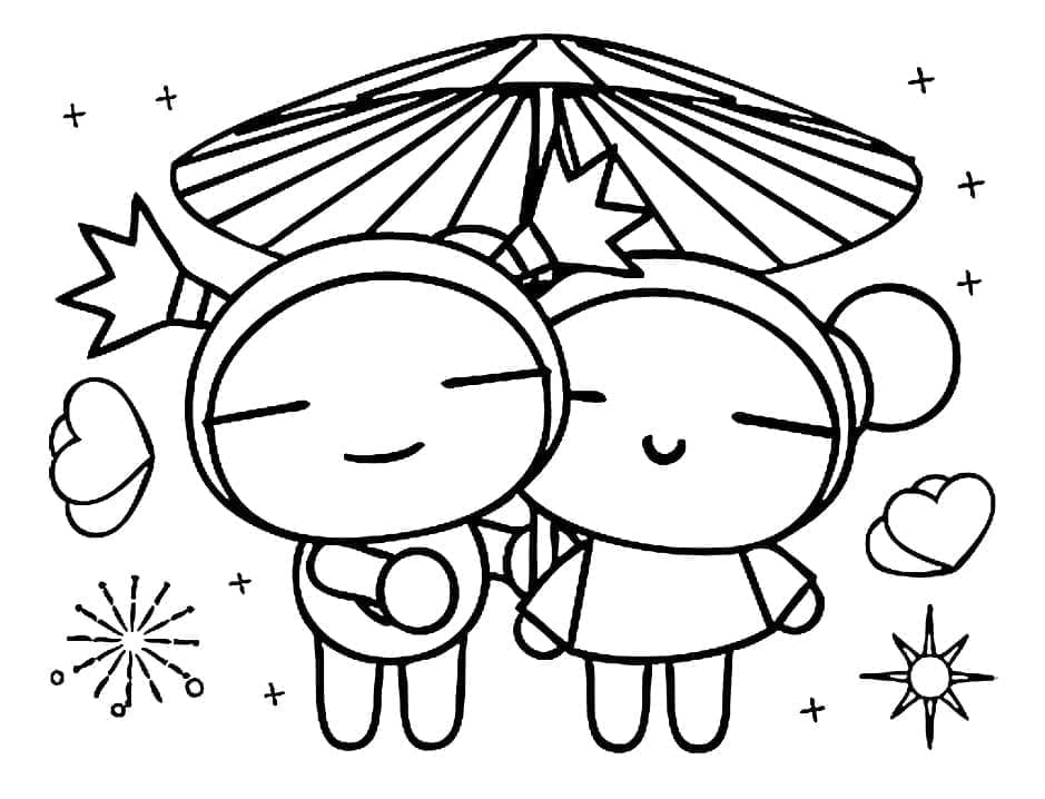 가루와 뿌까가 행복해요 coloring page