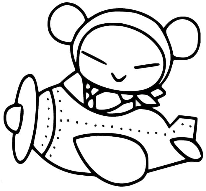 뿌까는 비행기에 있어요 coloring page