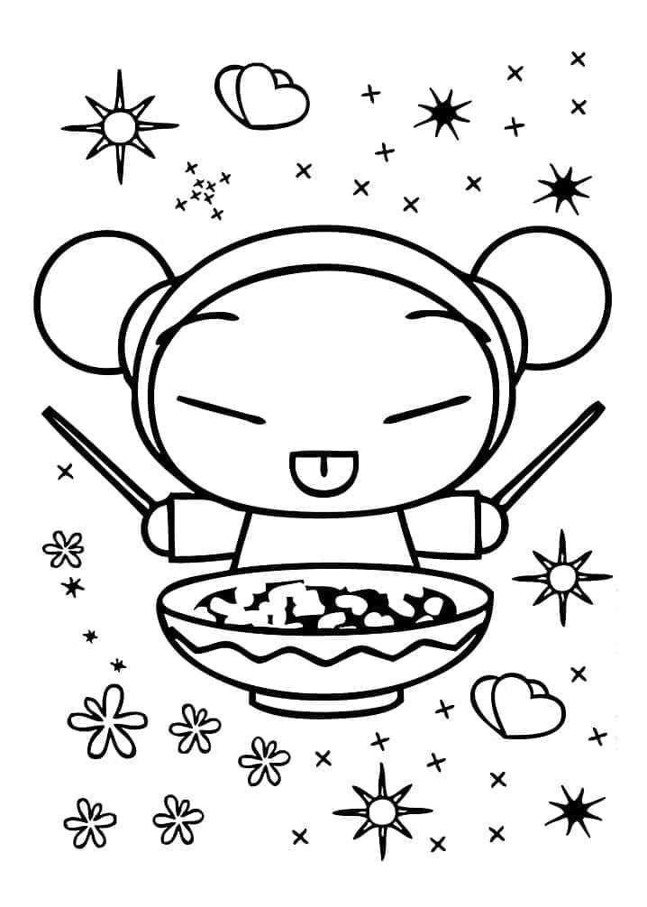 뿌까와 국수 coloring page