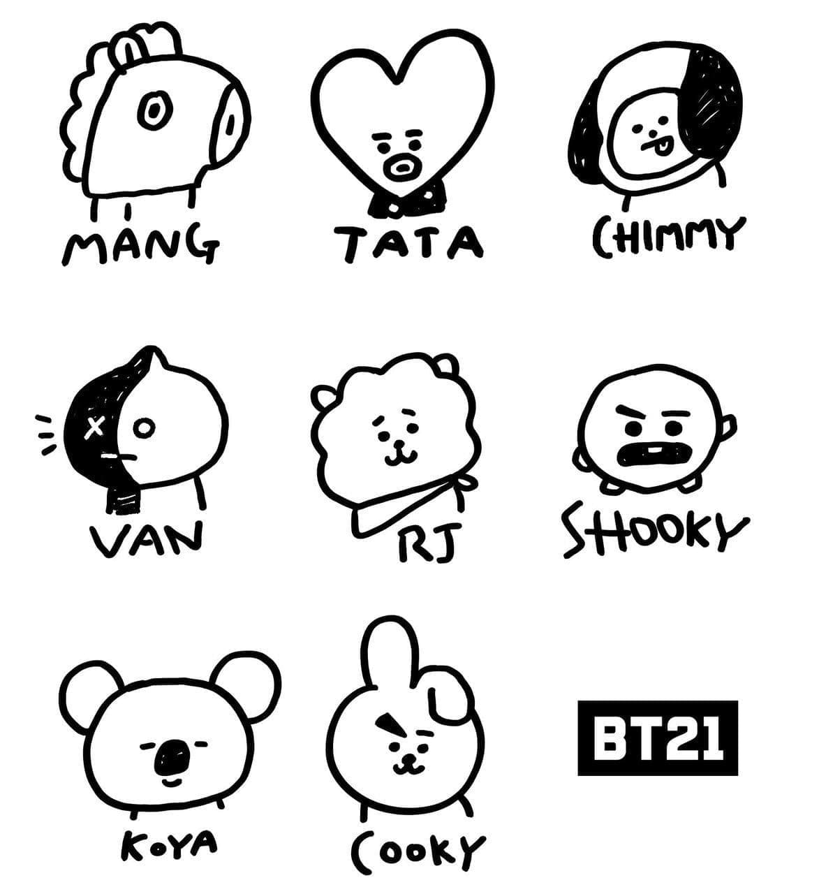 BT21 색칠 공부 - Saechil.co.kr에서 무료 색칠 공부