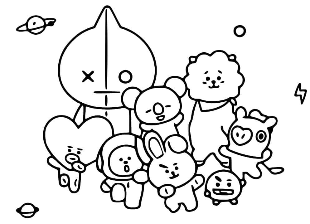 BT21 무료 coloring page