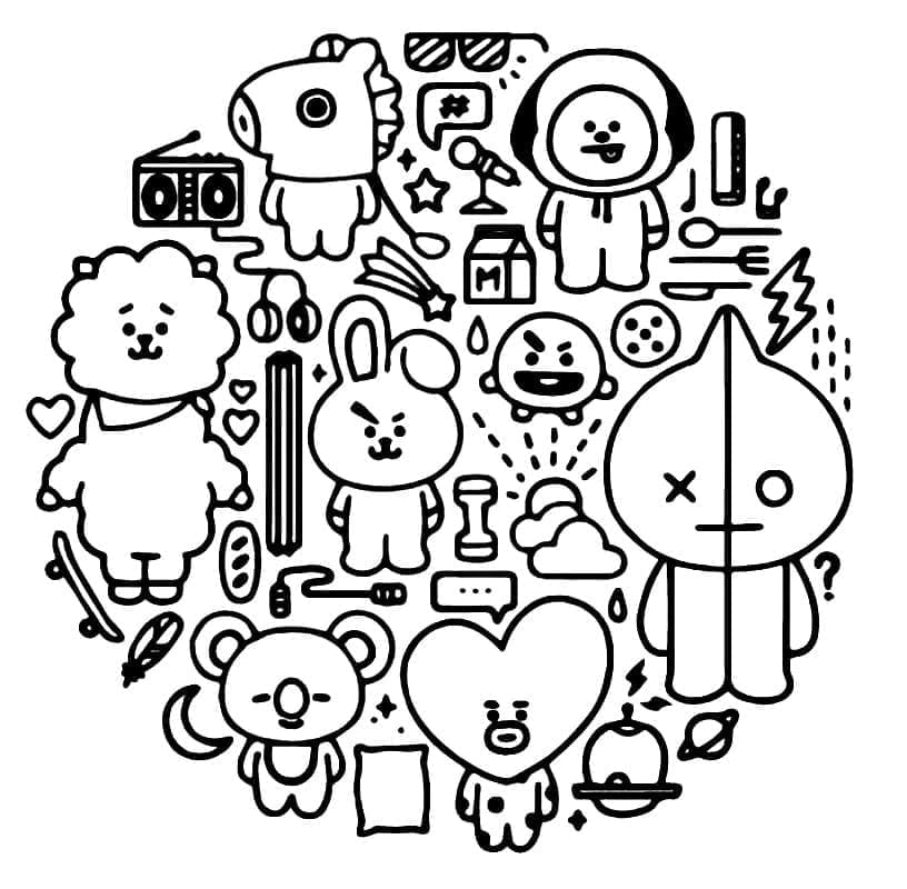 BT21을 무료로 coloring page