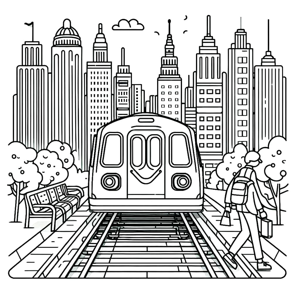 도시의 지하철 coloring page