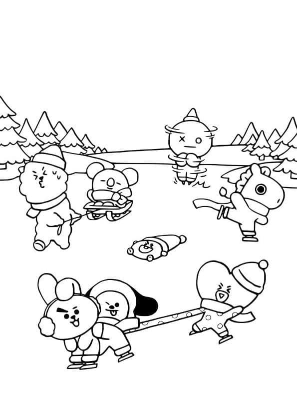 어린이를 위한 BT21 무료 coloring page