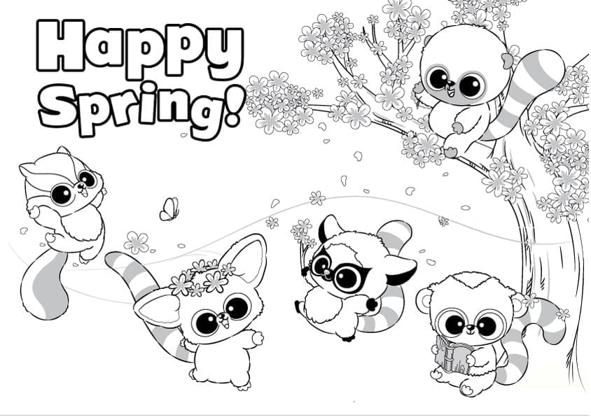 행복한 봄 유후와 친구들 coloring page