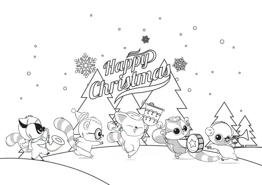 즐거운 크리스마스 유후와 친구들 coloring page