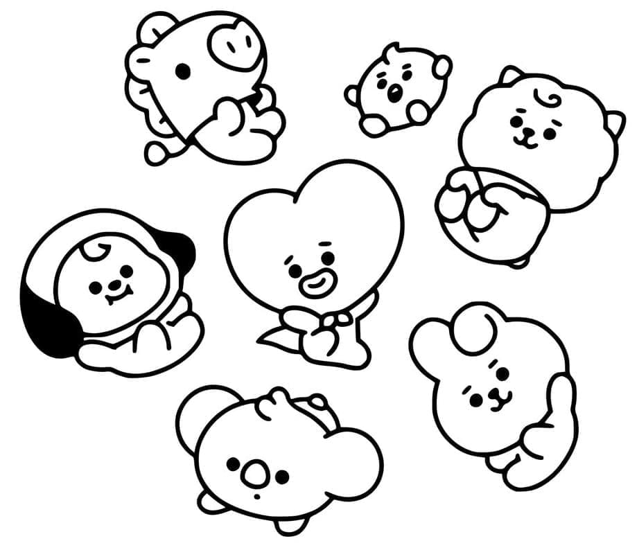 카와이 BT21 coloring page