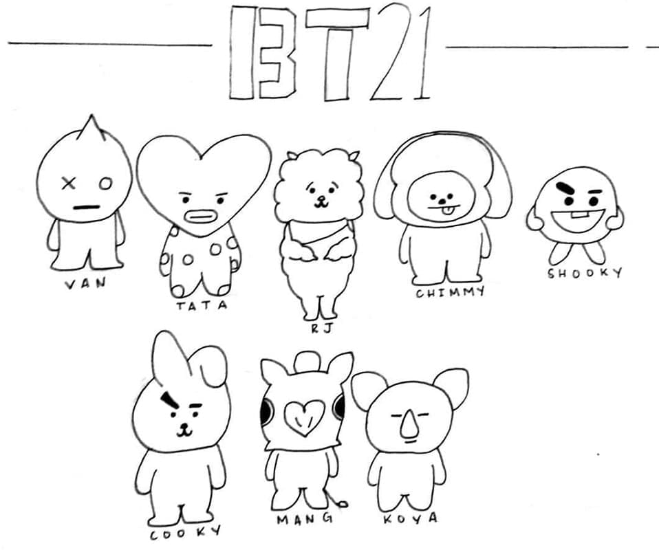 너무 귀여운 BT21 coloring page