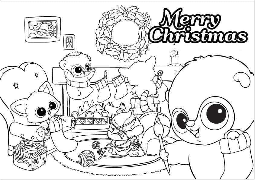 유후와 친구들 메리 크리스마스 coloring page